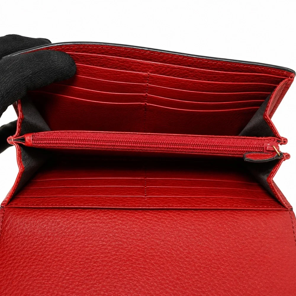 Gucci Red Pebbled Leather Continental Wallet with Lion Head - Picture 4 of 4
